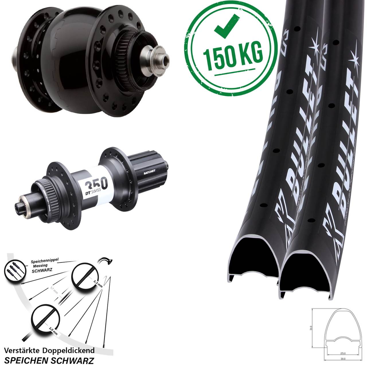 Disc Laufradsatz QR KX Bullet DT Swiss 350 Road SON 28 Zoll 11-12 fach HG