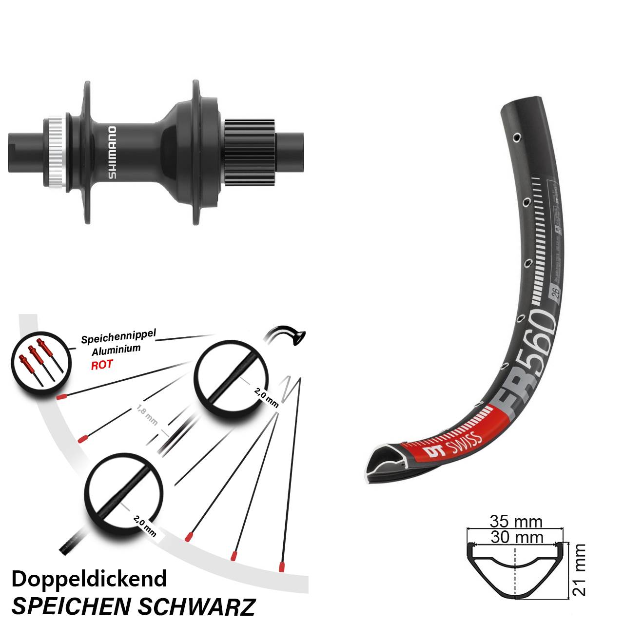 26 Zoll DT Swiss FR 560 Shimano FH-MT410 Centerlock Hinterrad 12x142 Micro Spline