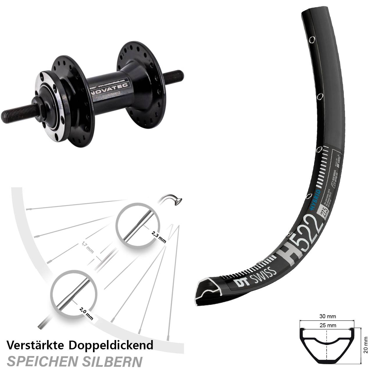 Disc Vorderrad Vollachse 29 Zoll DT Swiss H 522 Novatec D763