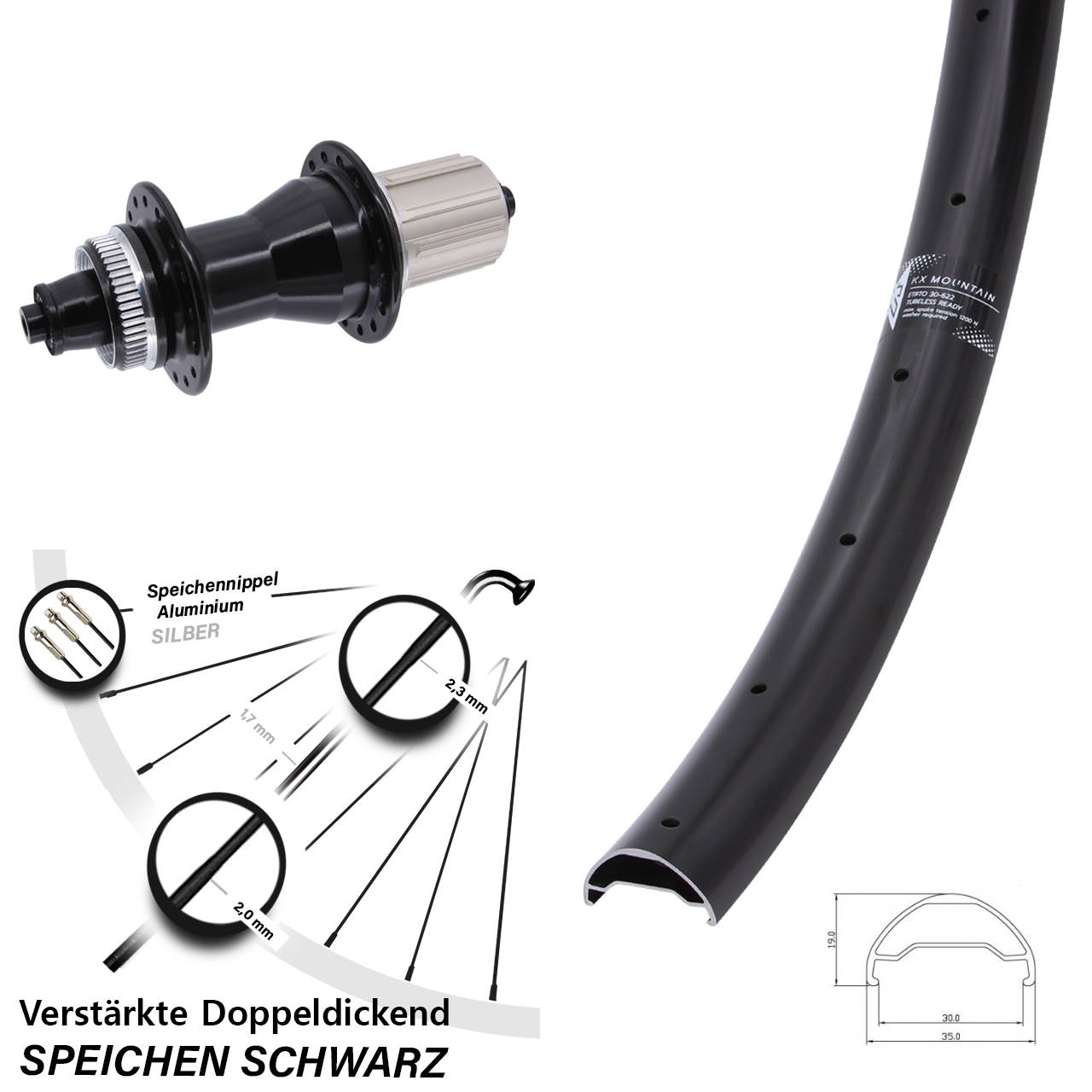 KX Mountain Novatec CL-135 29 Zoll Hinterrad Centerlock QR 8-12 fach