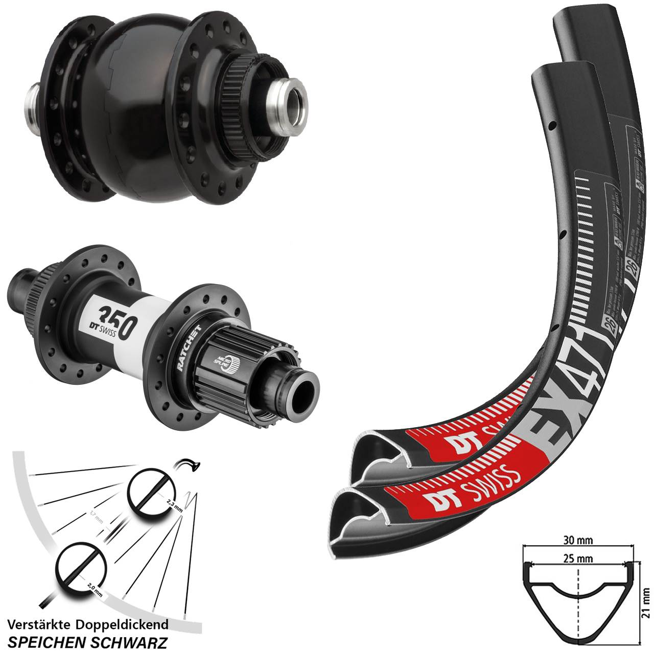 26 Zoll DT Swiss EX471 SON 28 350 Micro Spline Centerlock Laufradsatz 12x100/142