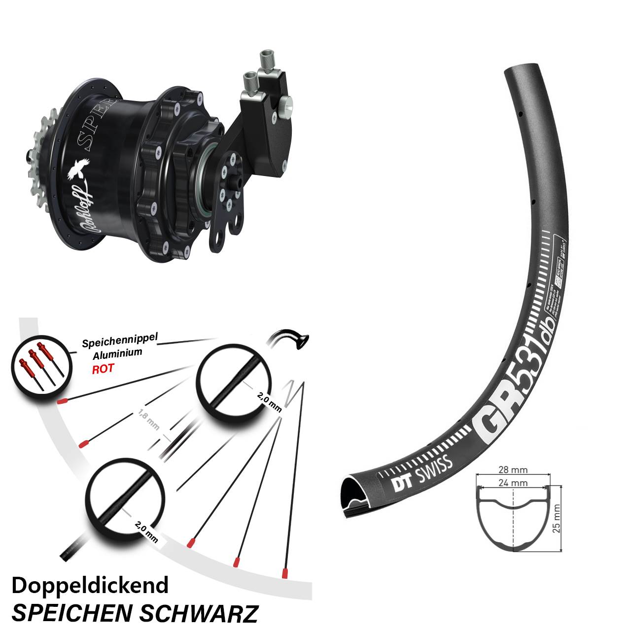 Disc Laufrad 28-29 Zoll DT Swiss GR531 Rohloff Speedhub 500/14 CC DB Tandem