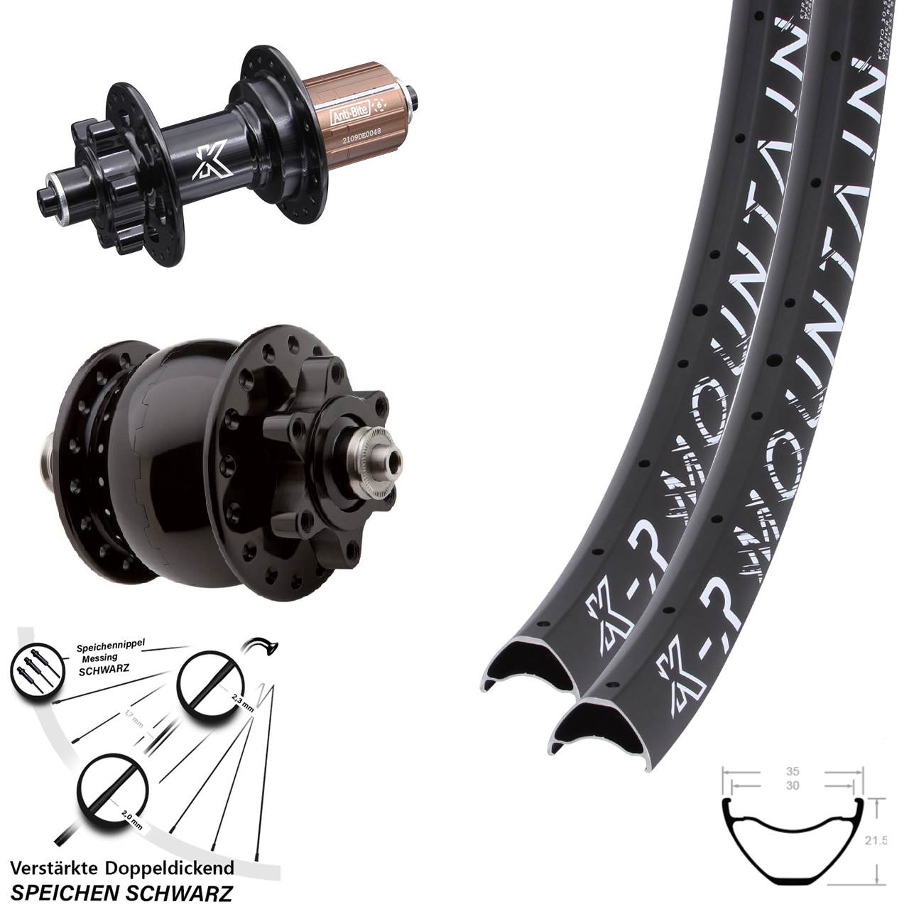 Laufrad-Satz für Schnellspanner 27,5 Zoll KXR-M Mountain SON 28 8-12 fach