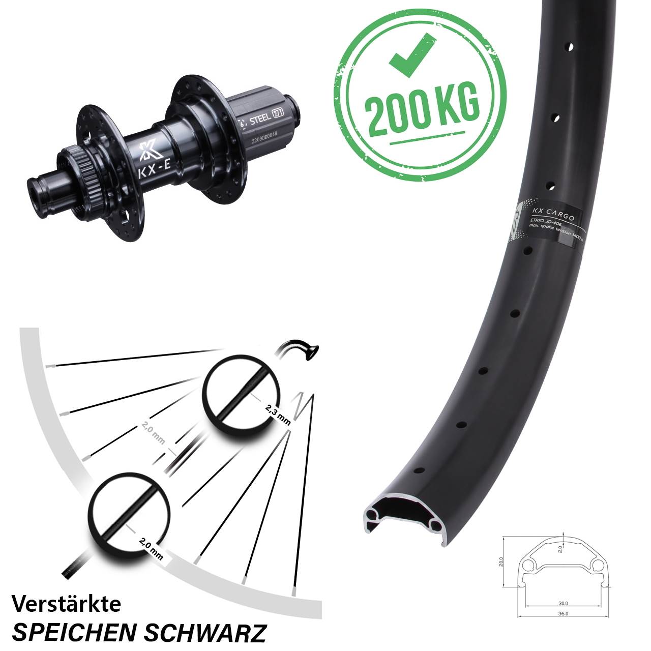 29 Zoll KX-E Cargo Disc Hinterrad 12x142 8-12 fach HG