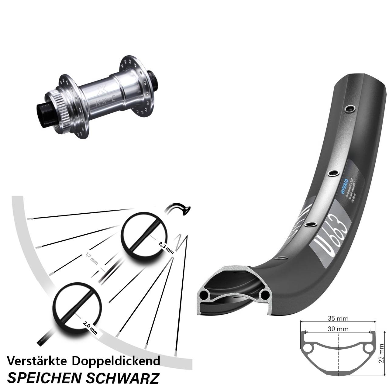 20 Zoll DT Swiss U 663 KX-E 4 Kugellager Centerlock Vorderrad 15x100