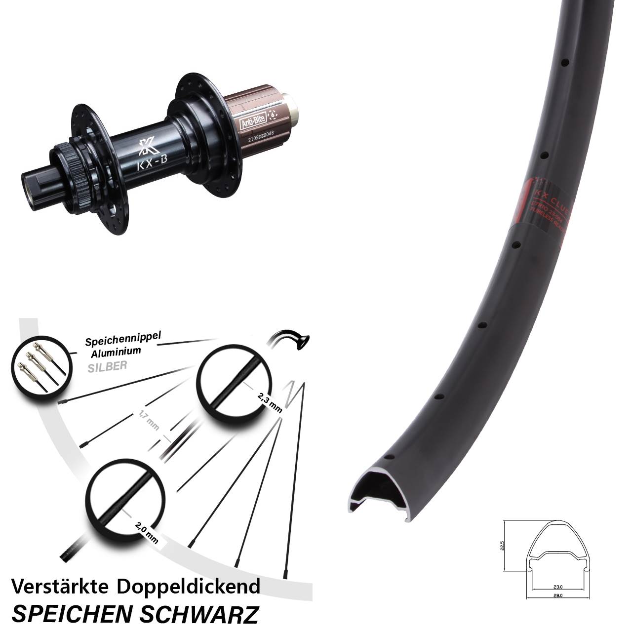 Centerlock Hinterrad 28 Zoll KX Clue verstärkt 8-12 fach 12x148 Boost