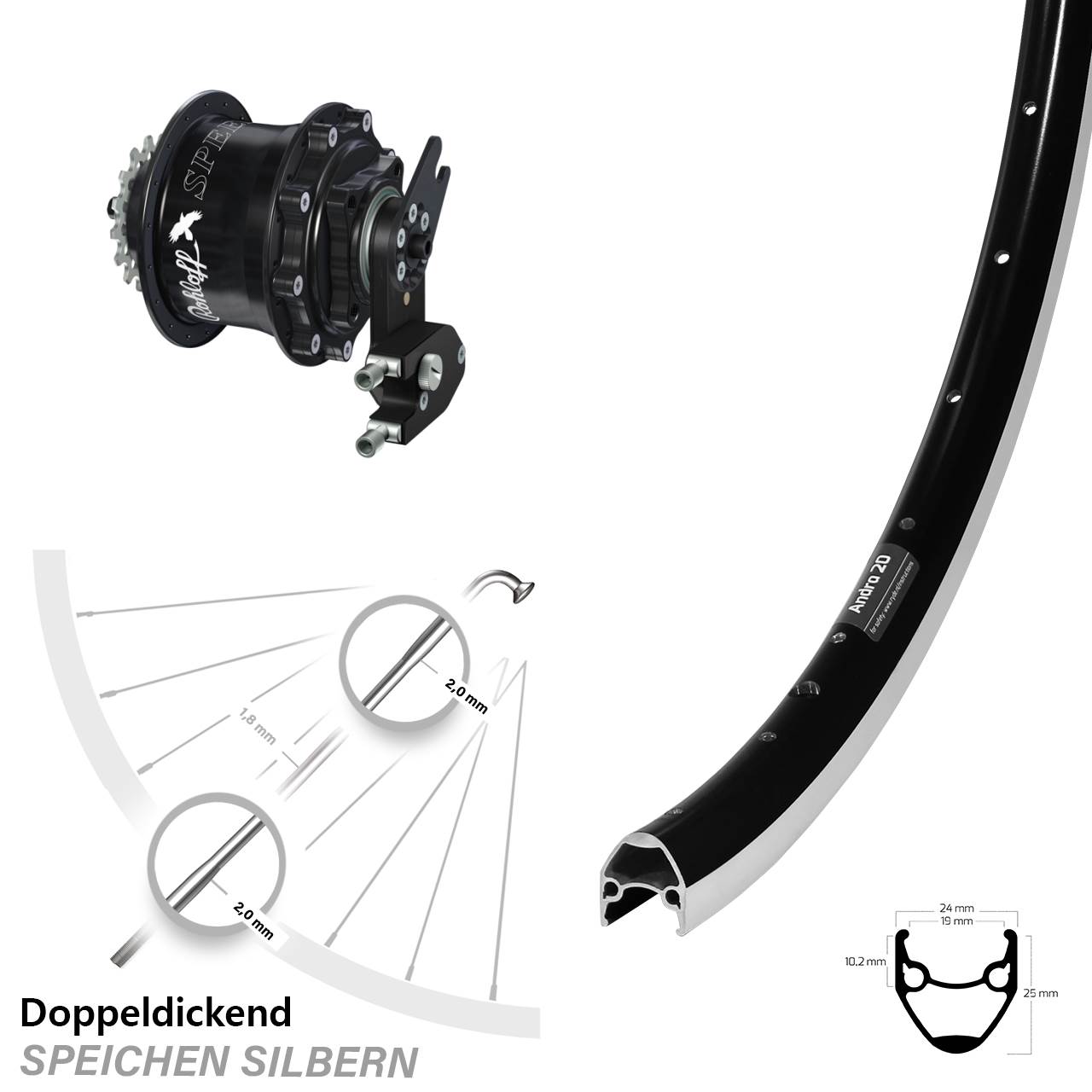 28 Zoll Rohloff Speedhub 500/14 Hinterrad Ryde Andra 20