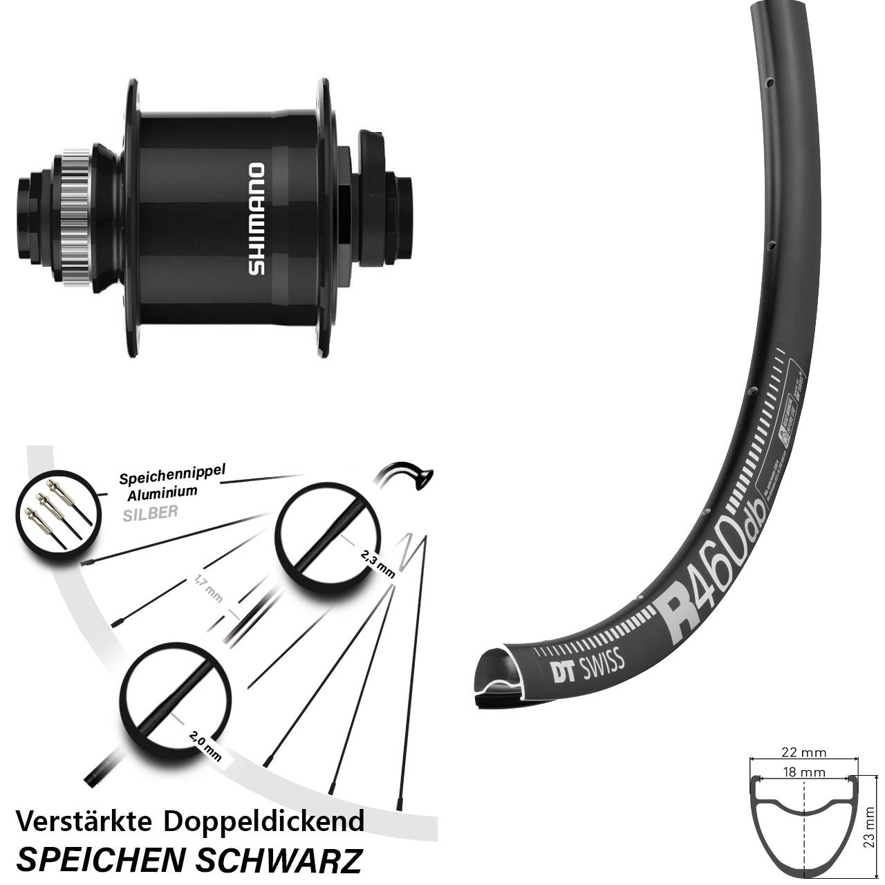 Vorderrad 28 Zoll DT Swiss R 460 Shimano DH-UR708 15x100 Centerlock