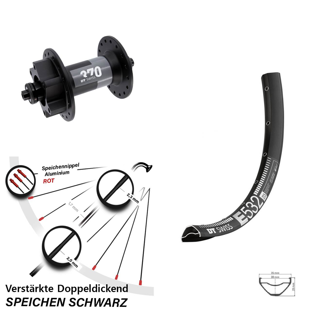 DT Swiss E 532-370 29 Zoll Disc Vorderrad QR