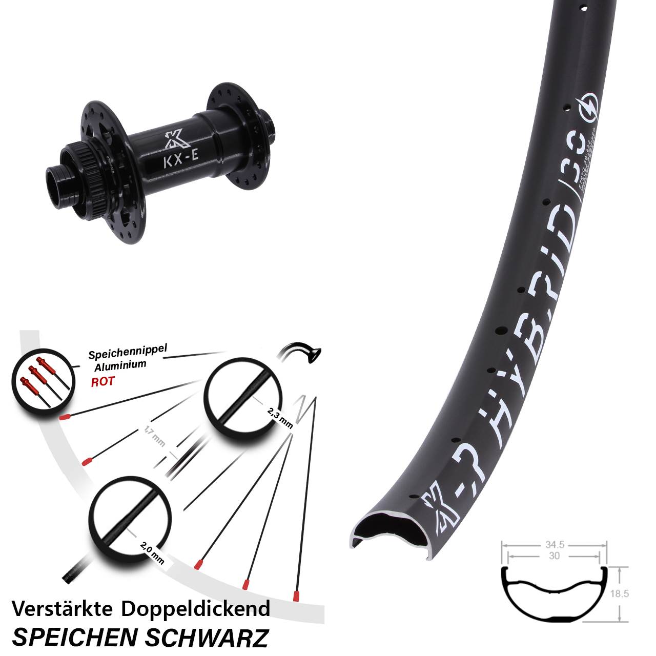 Boost Vorderrad Centerlock 15x110 29 Zoll KX-R Hybrid 30