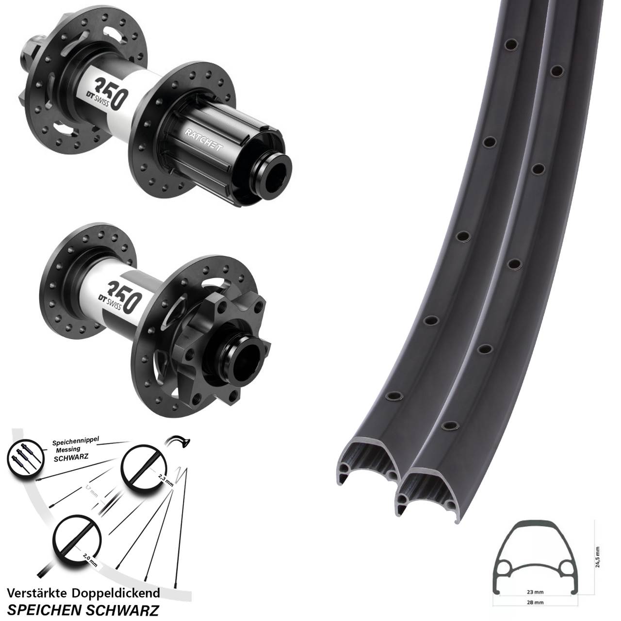 Laufradsatz 6-Loch 15x110 12x148 28 Zoll Ambrosio Sport DT Swiss 350 8-11 fach HG