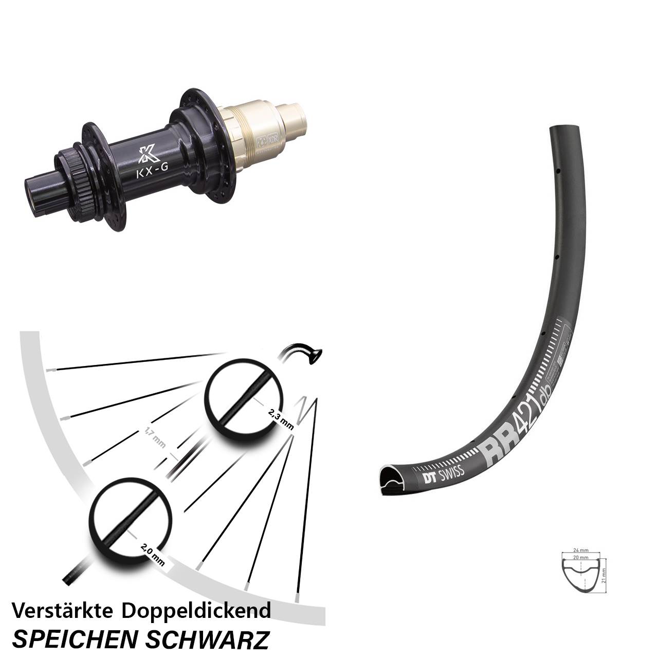 DT Swiss RR 421 KX-G 28 Zoll Disc Laufrad 12x142 XDR 11-12 fach