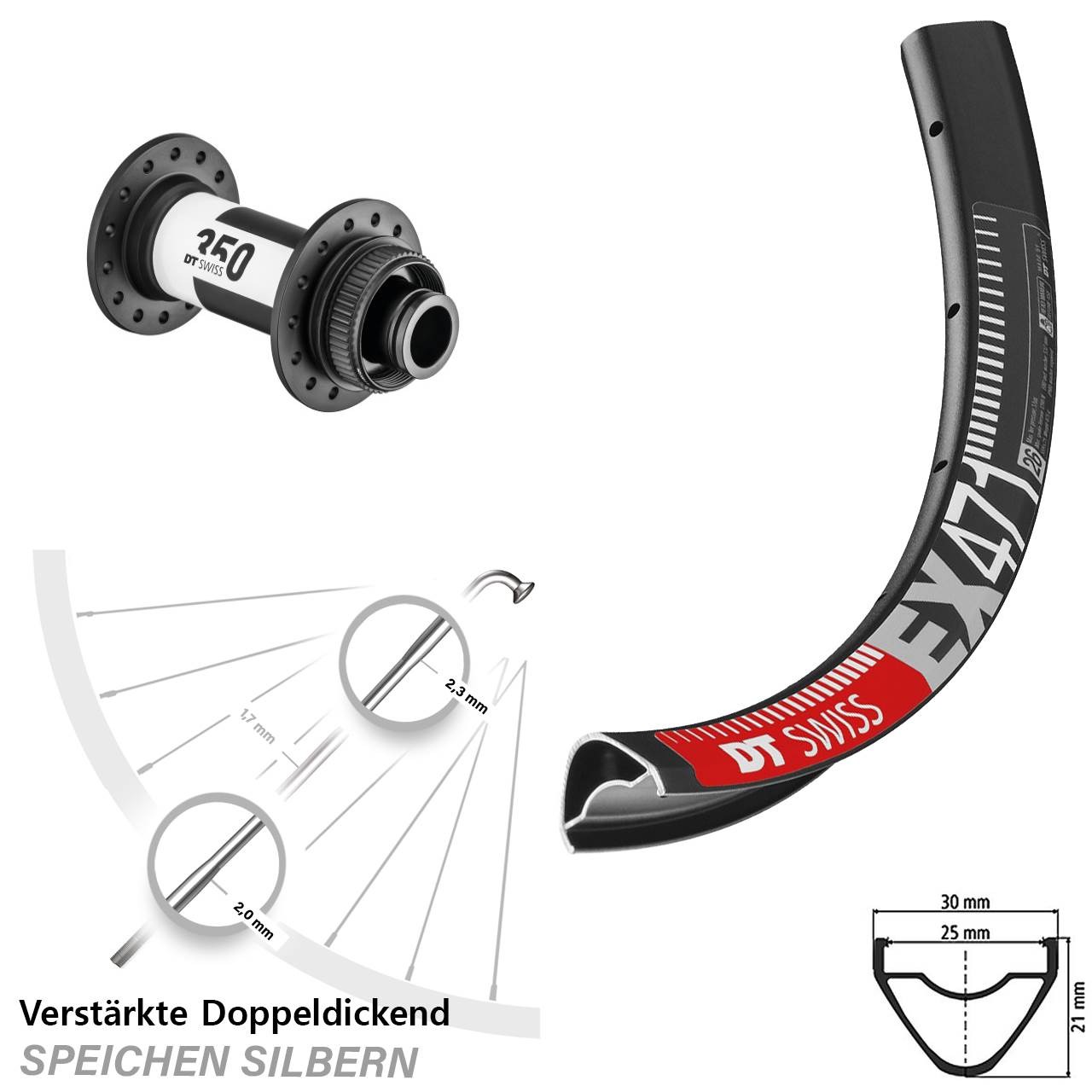 Vorderrad Centerlock 26 Zoll DT Swiss EX471-350 15x100