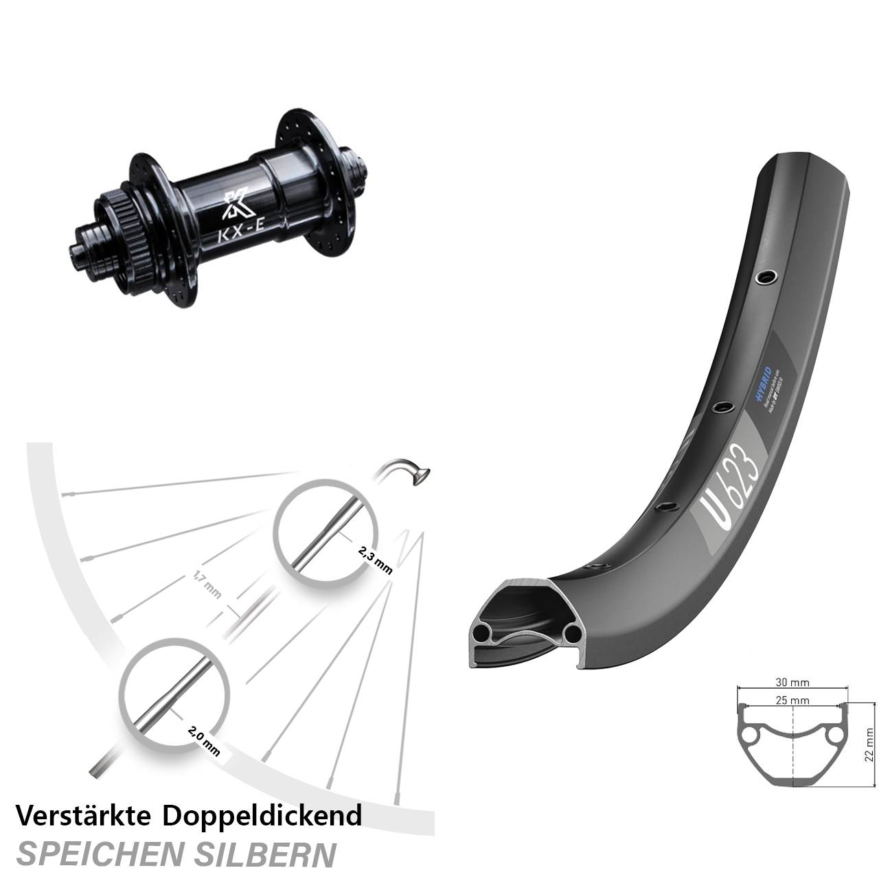 DT Swiss U 623 Disc Vorderrad 29 Zoll mit KX-E Schnellspanner 5x100 Nabe