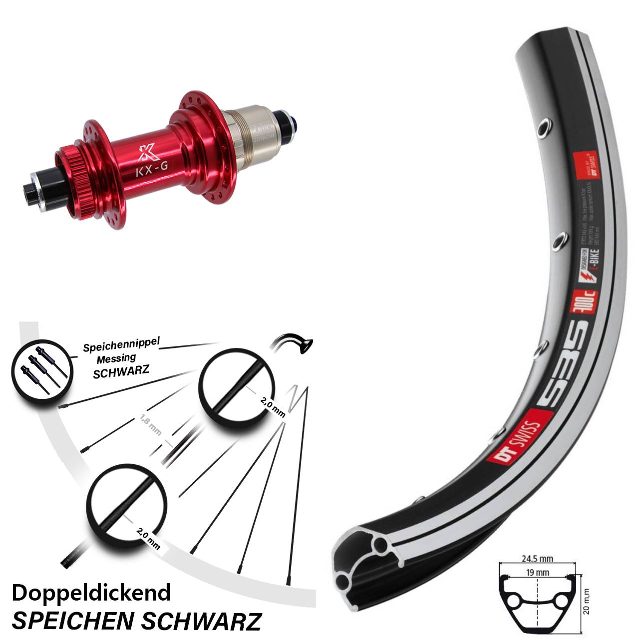 KX-G rot Sram XD-R 12-fach DT Swiss 535 Hinterrad 28 Zoll