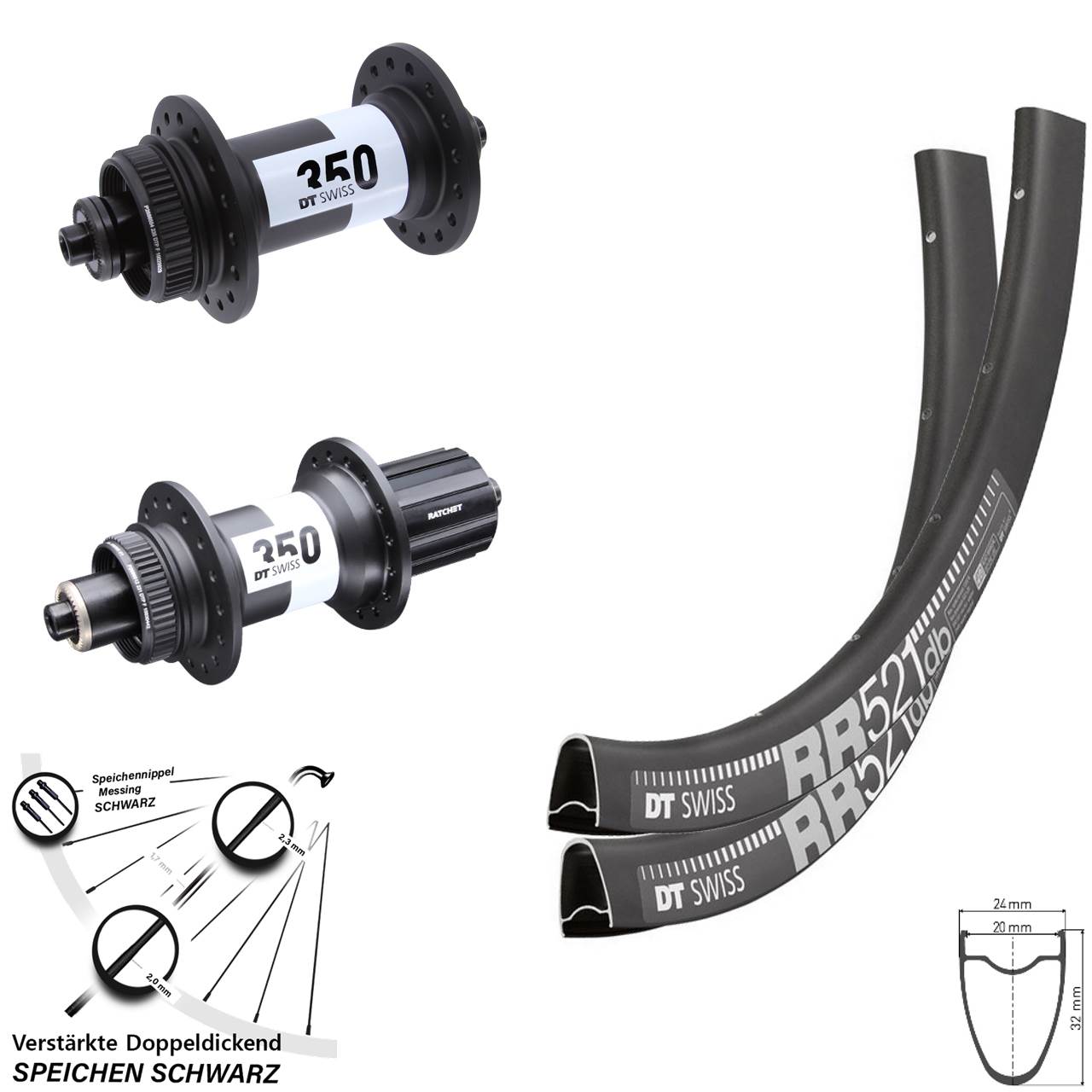 Disc Laufradsatz QR 28 Zoll DT Swiss RR521-350 Road 11-12 fach HG