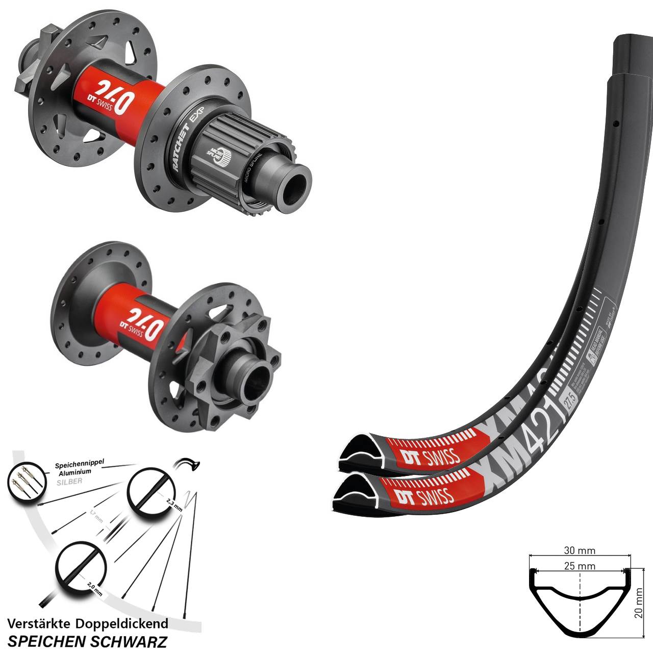 Disc Laufrad-Satz 29 Zoll DT Swiss XM421 240 Shimano Micro Spline 15x110 12x148