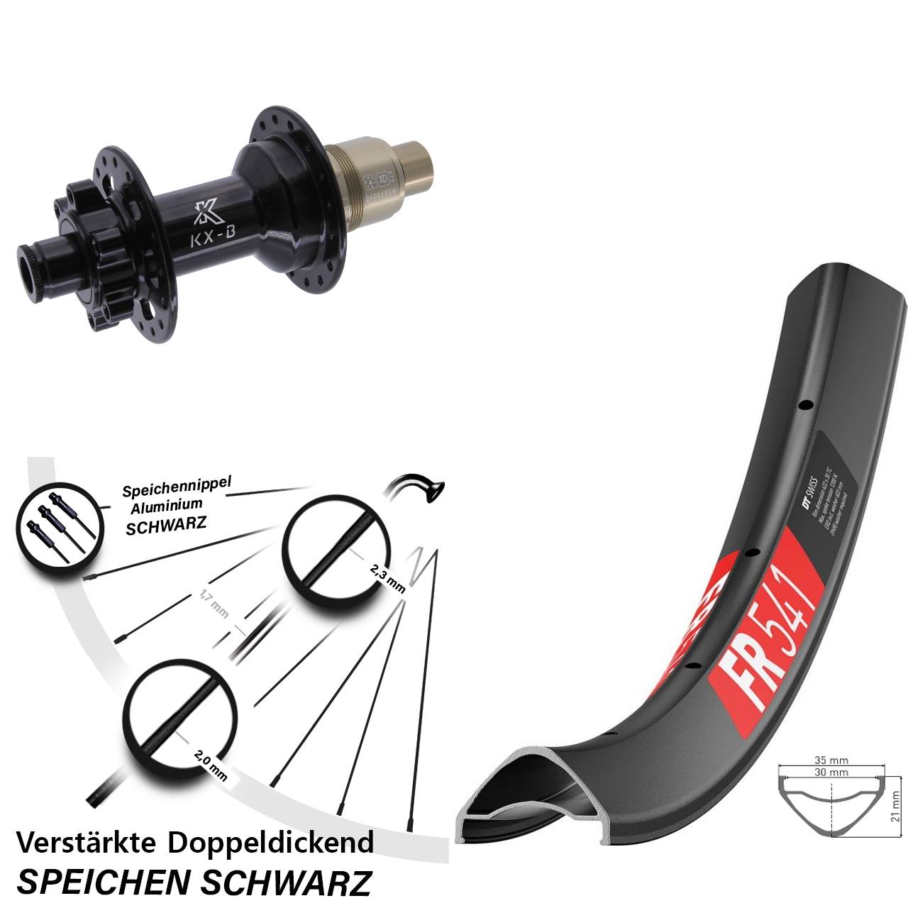 6-Loch Hinterrad 29 Zoll DT Swiss FR 541 KX-B XD 11-12 fach 12x148 Boost