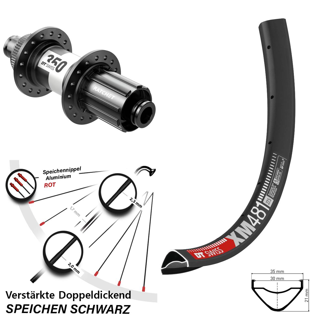 Disc Laufrad 27,5 Zoll DT Swiss XM481-350 8-11 fach HG 12x142