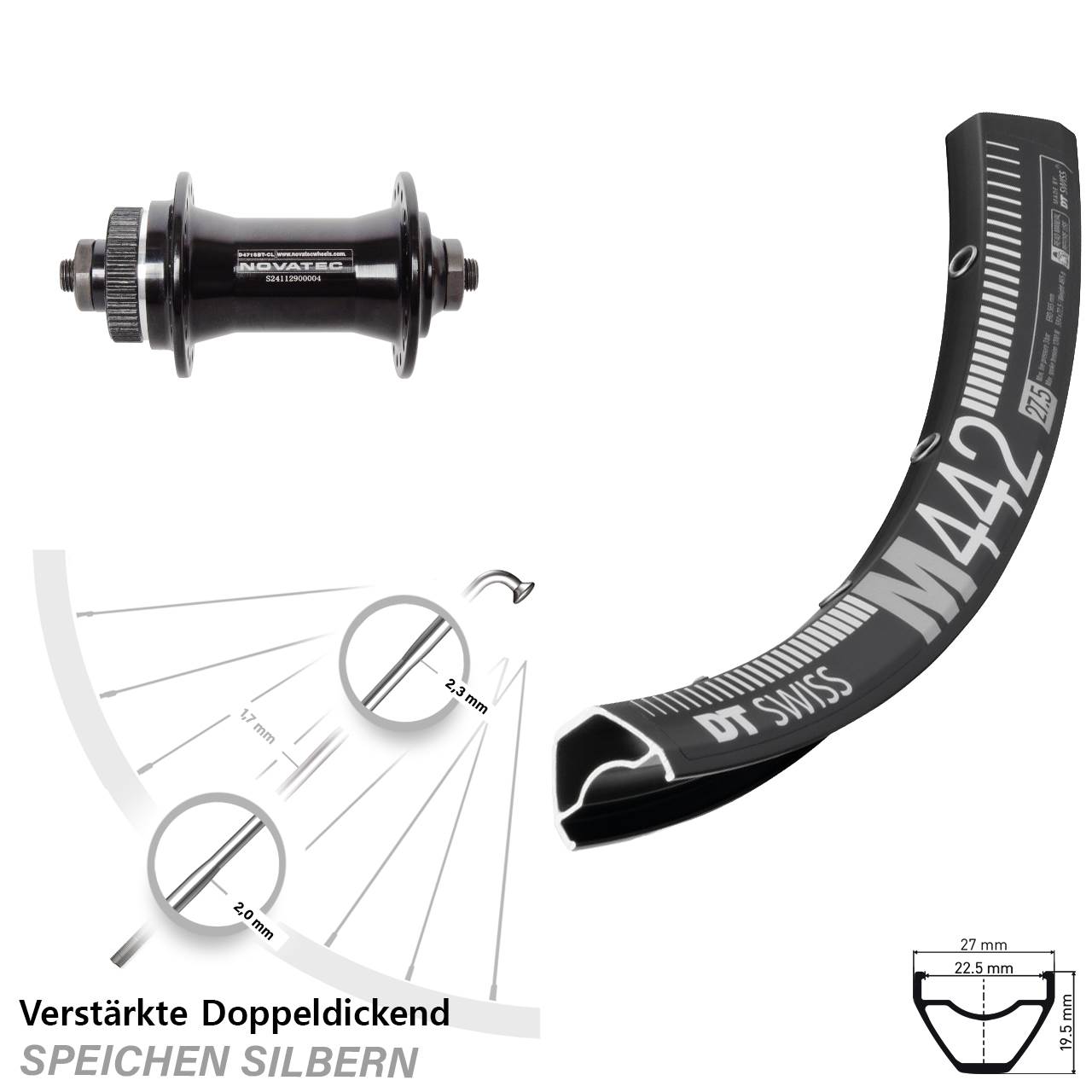 DT Swiss M442 Novatec D471 29 Zoll Disc Laufrad QR
