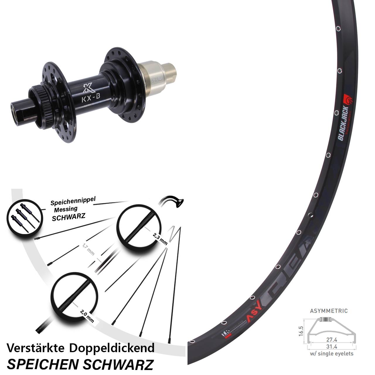 Boost Disc Hinterrad 12x148 27,5 Zoll Rodi Ready 27 KX-B XD