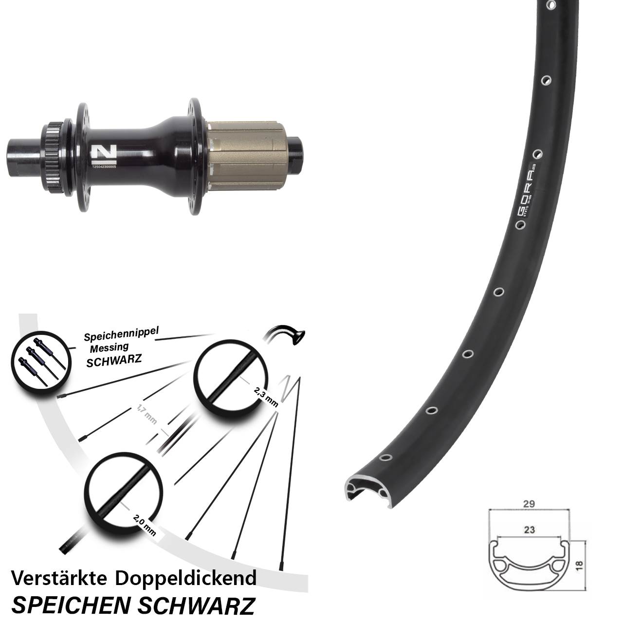 Centerlock Hinterrad 29 Zoll Gora 23 Novatec D792SB 8-12 fach 12x142