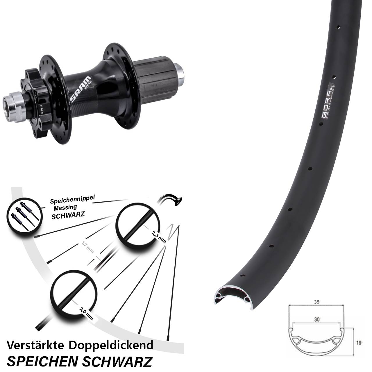 Gora 30 Sram 746 26 Zoll Hinterrad 6-Loch 12x148 8-11 fach HG