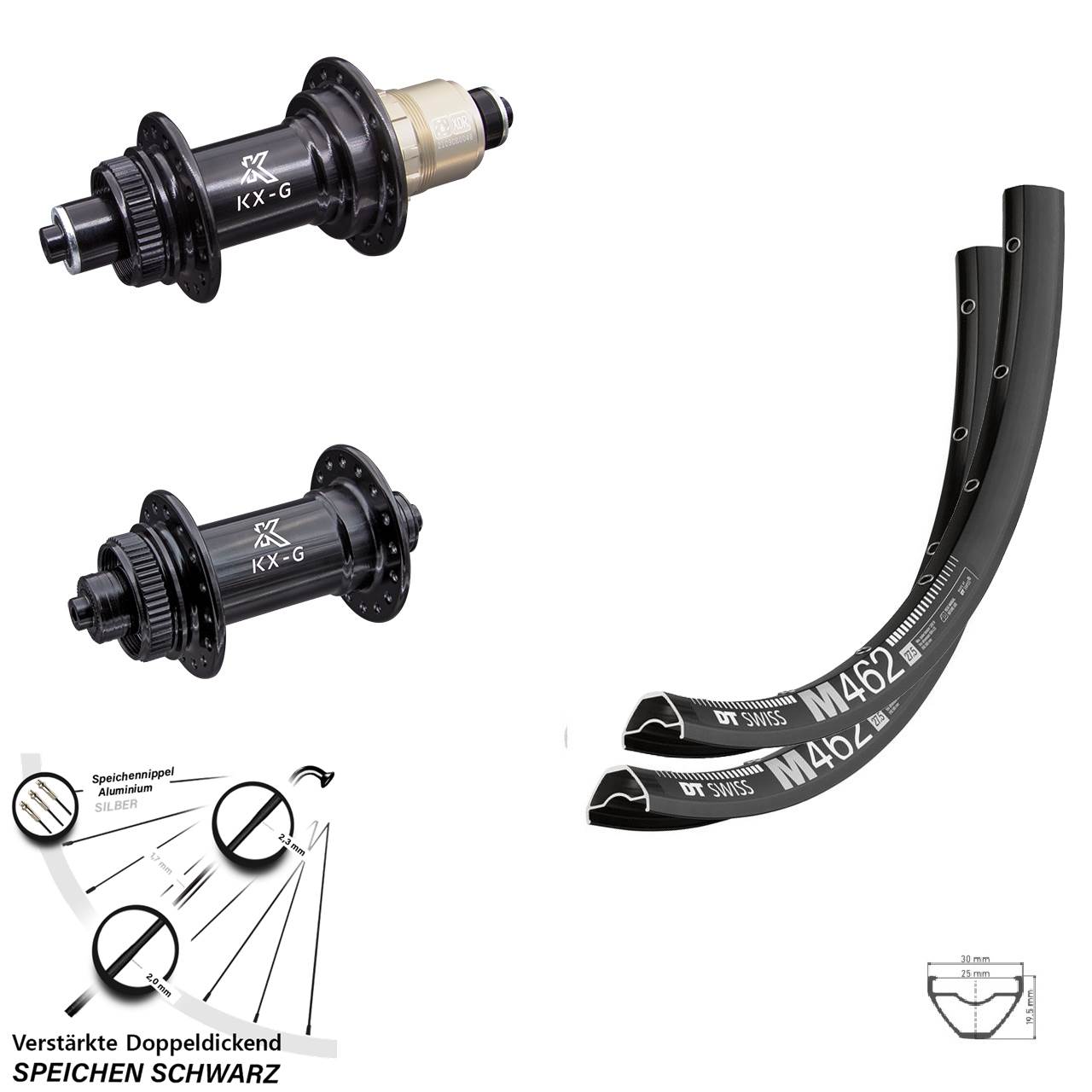 Centerlock Laufradsatz 650B DT Swiss M462 KX-G XDR 11-12 fach für Schnellspanner