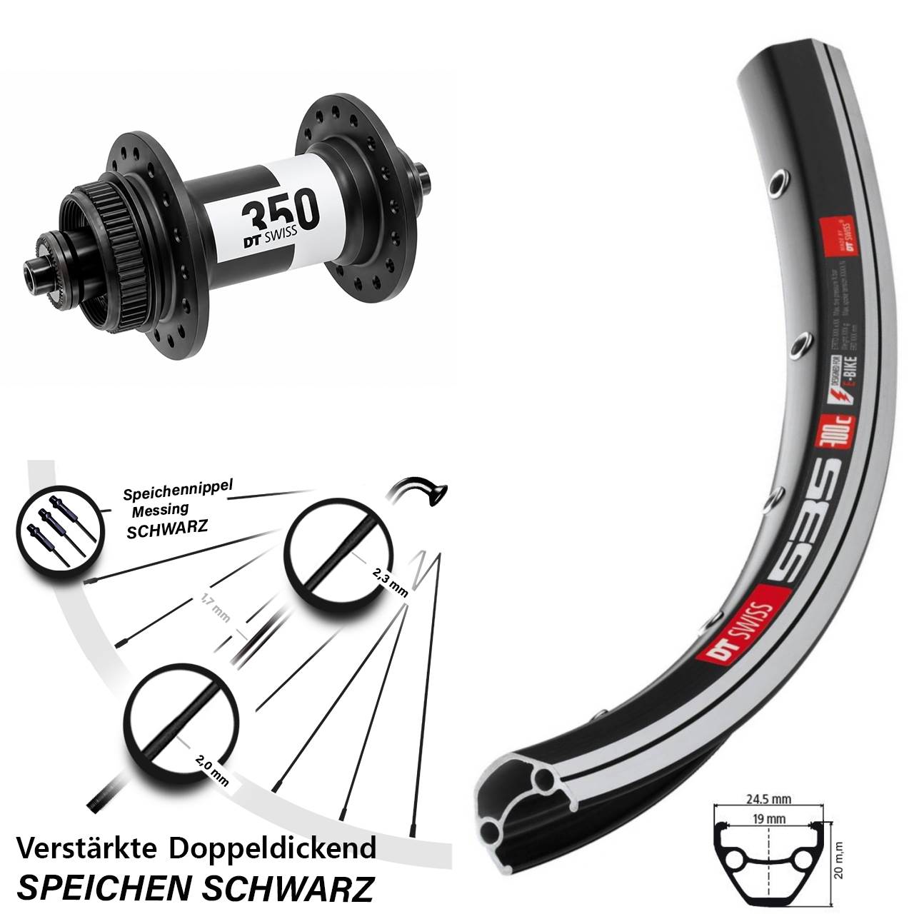Vorderrad QR 26 Zoll DT Swiss 535-350