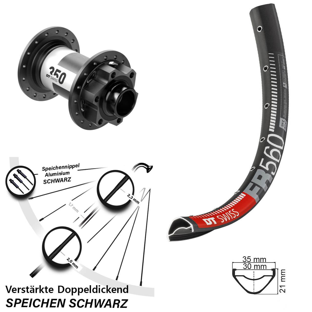 DT Swiss FR560-350 26 Zoll 6-Loch Vorderrad 20x110 Boost