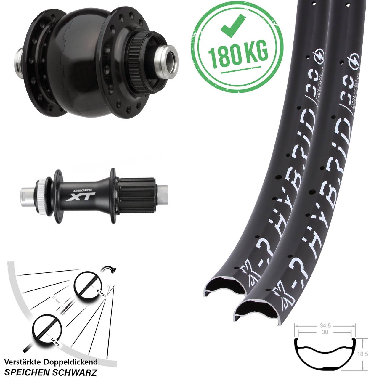 Centerlock Laufradsatz 12x100/142 29 Zoll KX-R Hybrid 30 Shimano FH-M788 SON 28 HG
