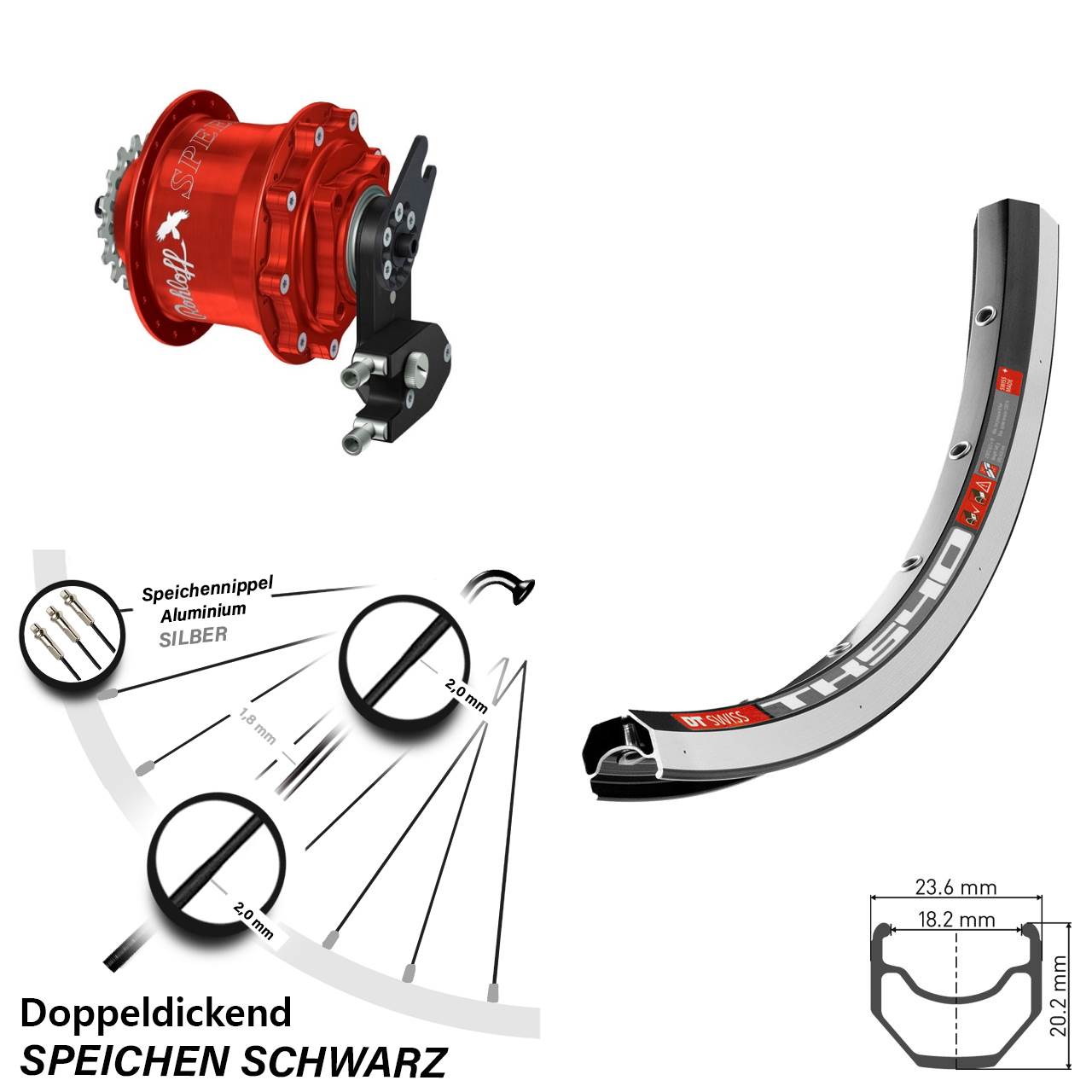 Rohloff Speedhub rot DT Swiss 540 Hinterrad 28 Zoll