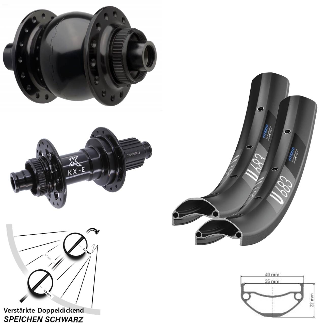 27,5 Zoll DT Swiss U 683 KX-E Heavy Duty SON 28 Laufradsatz 15x110 12x148 Micro Spline