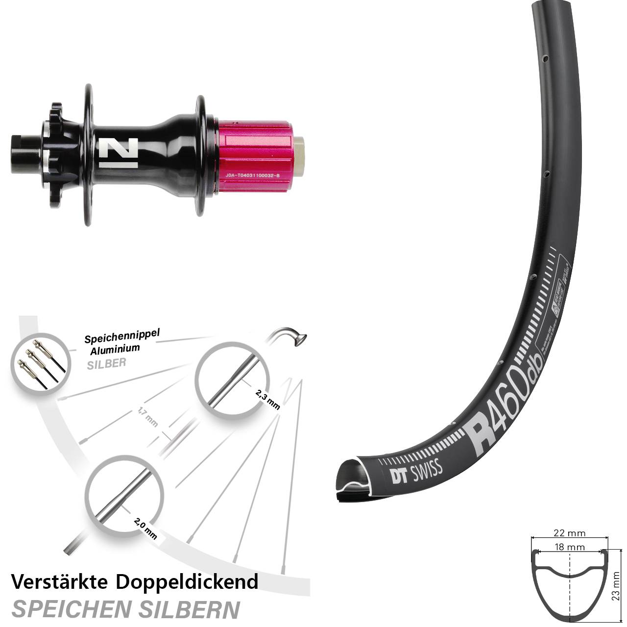 28 Zoll DT Swiss R 460 Novatec D792 6-Loch Hinterrad 12x142 8-12 fach