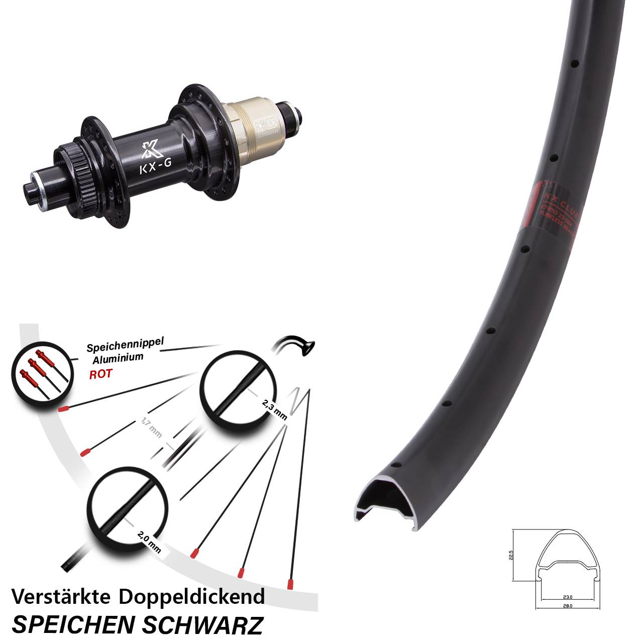Hinterrad Centerlock QR 28 Zoll KX-G Clue XDR 11-12 fach