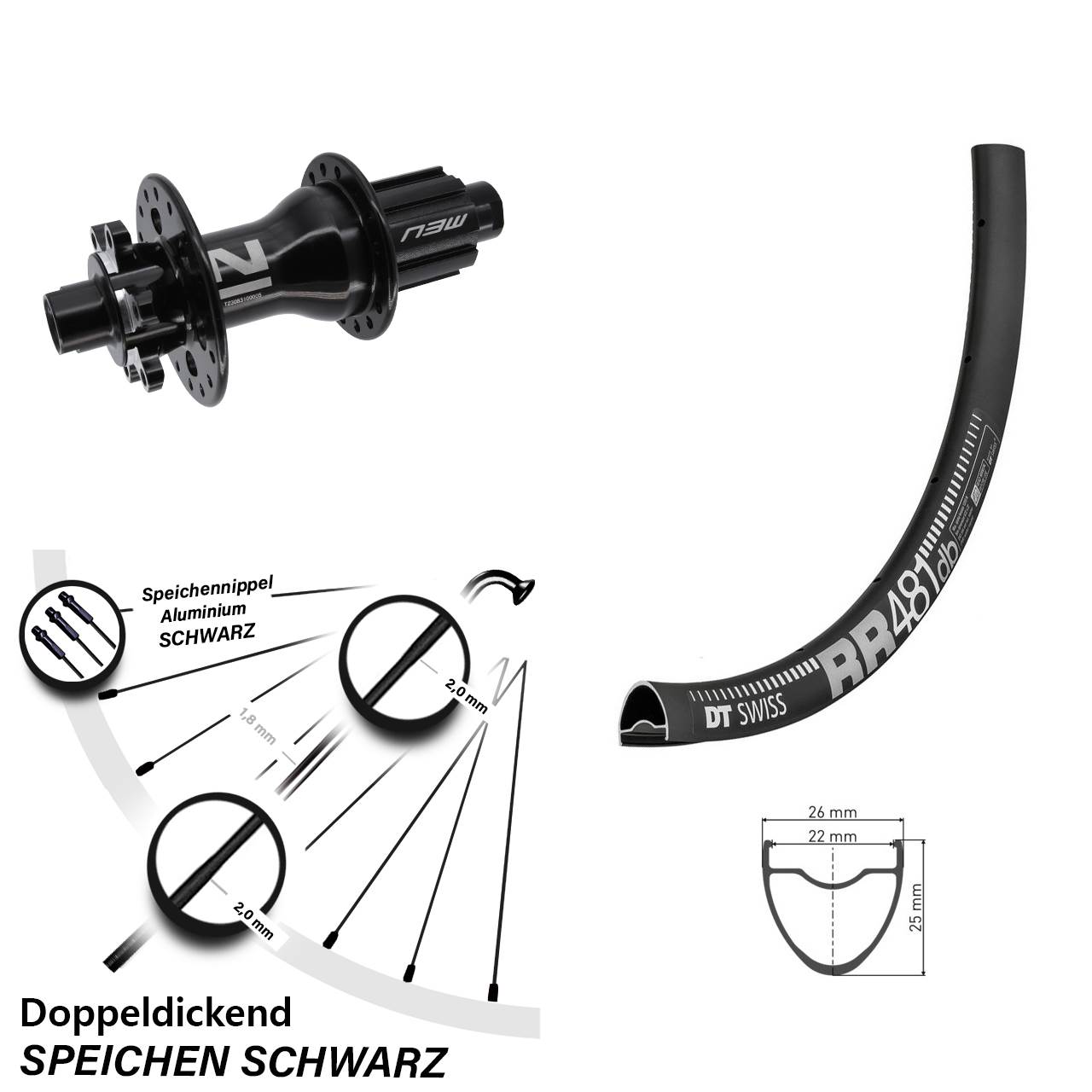 28 Zoll DT Swiss RR 481 Novatec Superlight 6-Loch Hinterrad 12x142 Campagnolo N3W