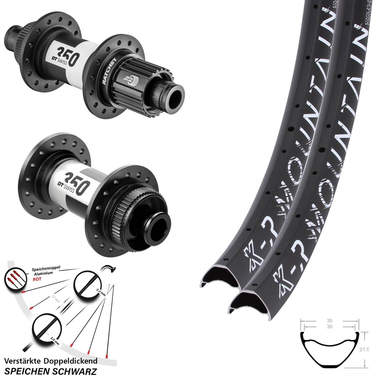 27,5 Zoll KX-R Mountain DT Swiss 350 Micro Spline Centerlock Laufradsatz 12x100/142