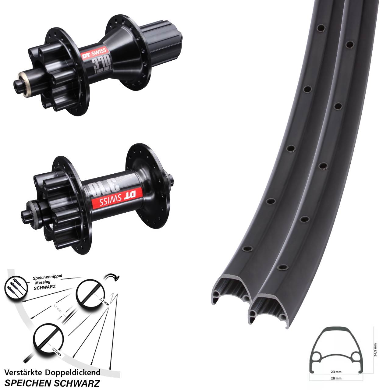 Disc Laufradsatz 29 Zoll Ambrosio Sport DT Swiss 370 Hybrid 8-11 fach HG QR