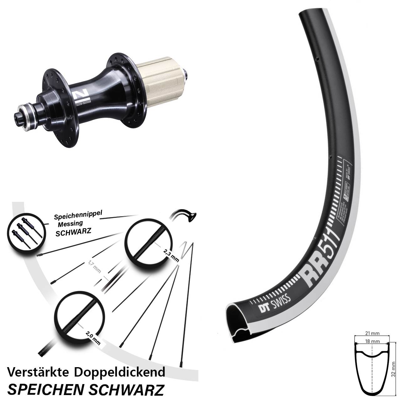 Hinterrad für Schnellspanner 28 Zoll DT Swiss RR 511 Novatec F162 8-12 fach HG
