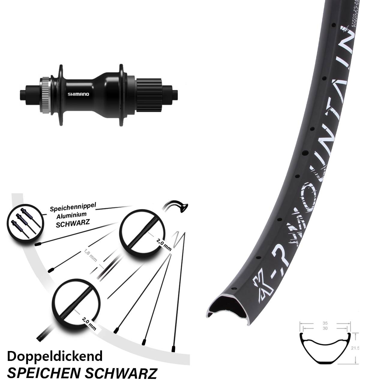 Centerlock Hinterrad QR 27,5 Zoll KX-R Mountain Shimano FH-QC500 Micro Spline