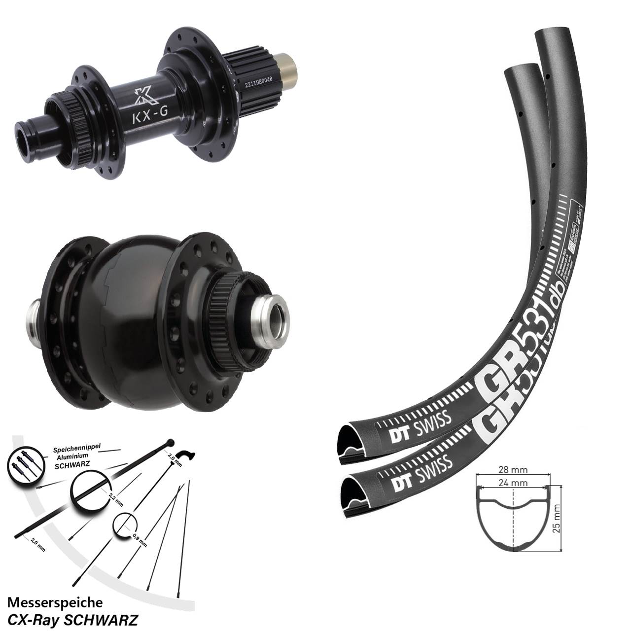 Disc Laufrad-Satz 29 Zoll DT Swiss GR531 KX-G SON delux Micro Spline 12x100/142 CX-Ray