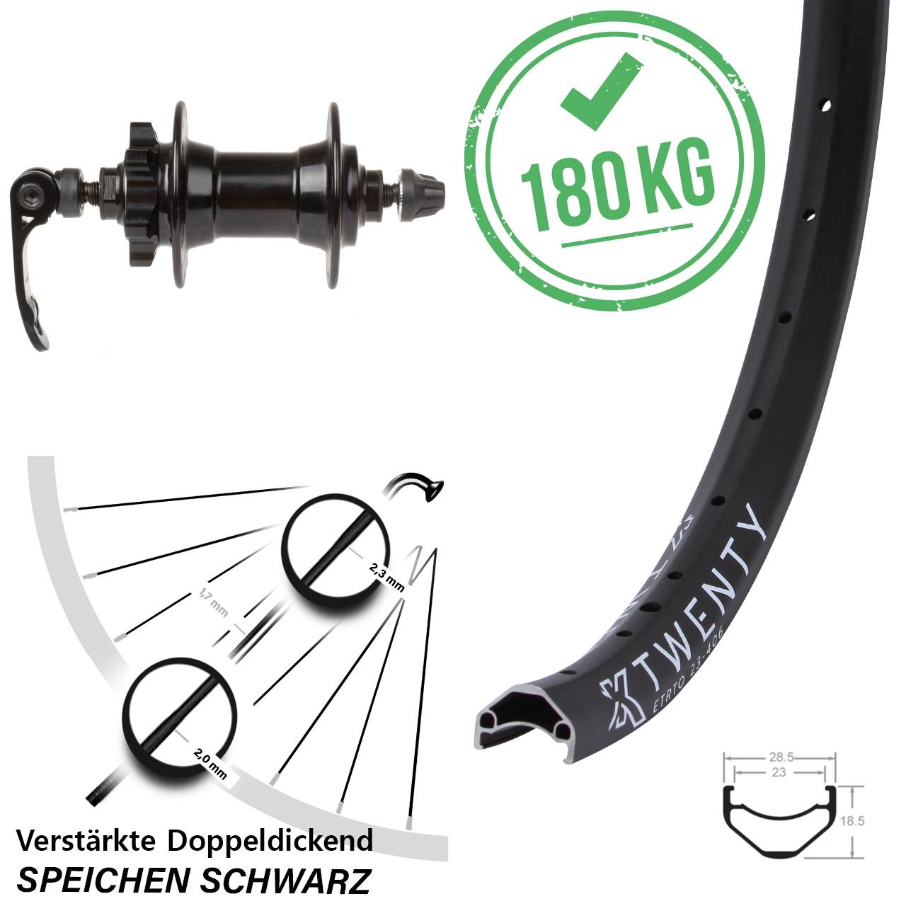 KX Twenty Novatec 20 Zoll Disc Laufrad für Schnellspanner