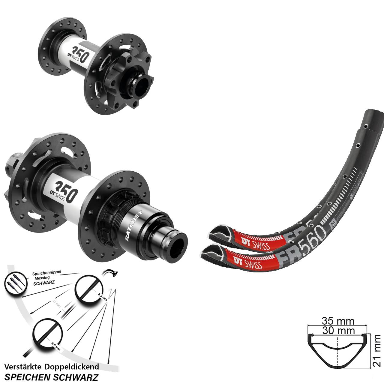 Disc Laufrad-Satz 26 Zoll DT Swiss FR560-350 XD 11-12 fach 15x100 12x142