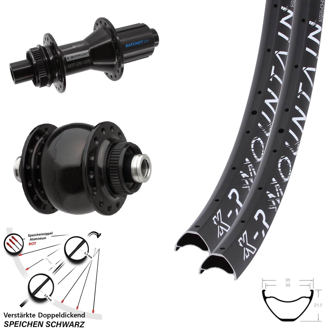 KX-R Mountain DT Swiss 370 Hybrid SONdelux 27,5 Zoll Disc Laufradsatz 12x100/142 8-11 fach