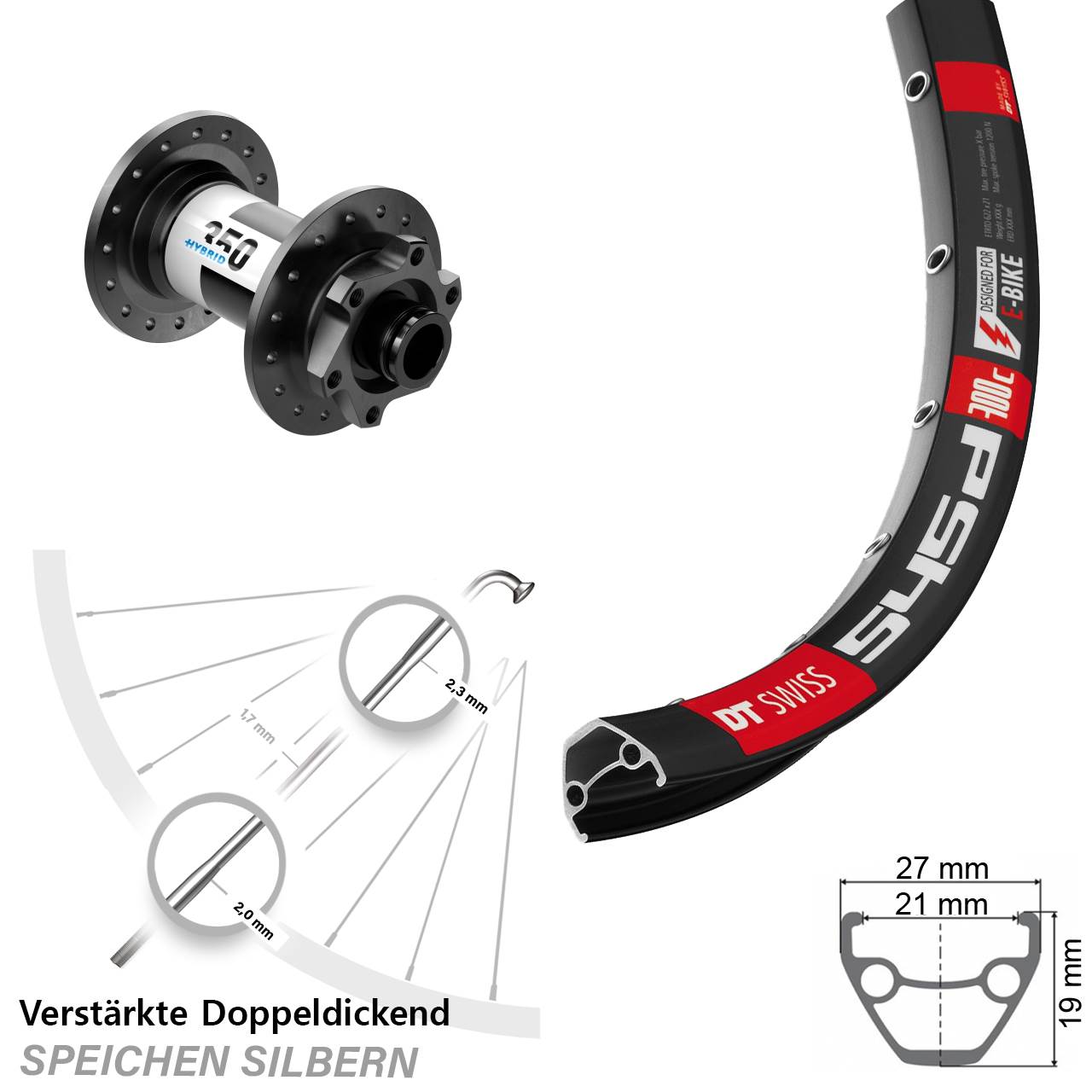 DT Swiss 545 DT Swiss 350 Hybrid 28-29 Zoll Disc Vorderrad 15x100