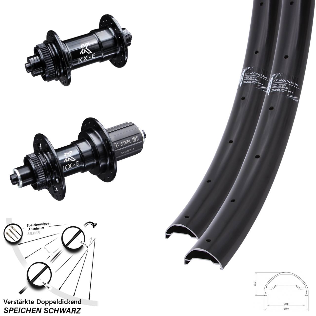 29 Zoll KX-E Mountain TR 6 Kugellager Laufradsatz für Schnellspanner 8-12 fach HG