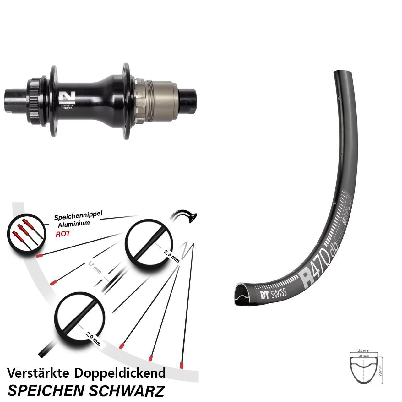 Centerlock Hinterrad 12x142 28 Zoll DT Swiss R 470 Novatec D792SB XDR