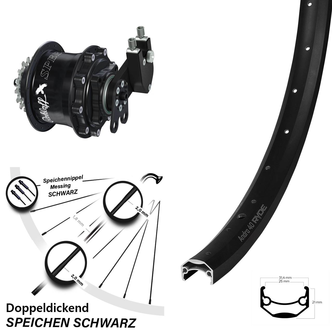 Ryde Andra 40 Disc Rohloff Speedhub 500/14 CC DB 29 Zoll Disc Hinterrrad