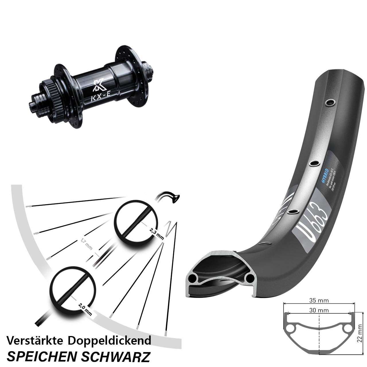 Centerlock 29 Zoll Vorderrad für Schnellspanner DT Swiss U663 KX-E 4-fach gelagert