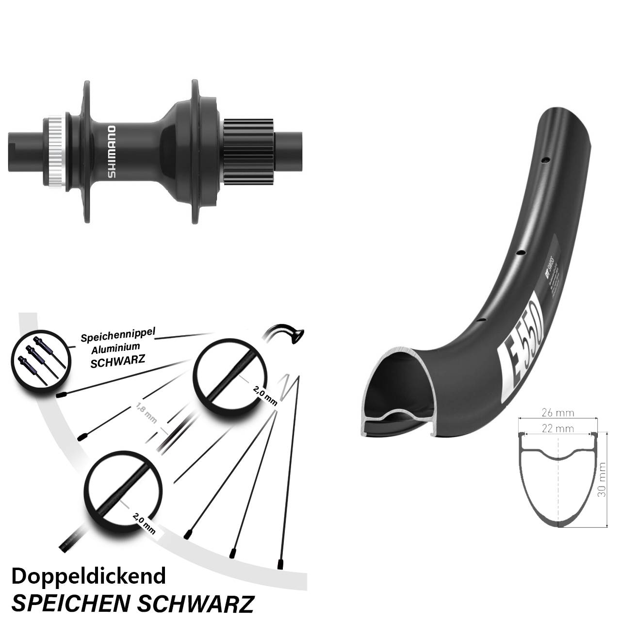 Hinterrad Centerlock 28 Zoll DT Swiss E550 Shimano FH-MT410 Micro Spline 12x142